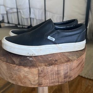 Vans black slip on sneakers